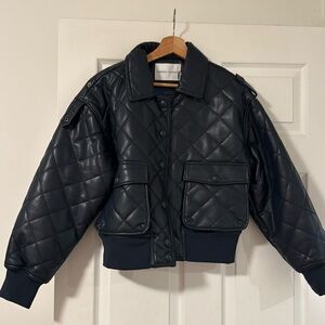 NWT Rebecca Minkoff Faux Leather Jacket in Navy